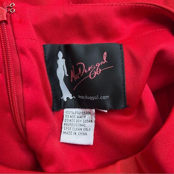 Mac Duggal Asymmetrical Ruffle Sleeve Red Cocktail Dress Women Size Medium READ - Picture 8 of 13